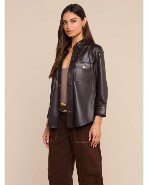 L'Agence Black Avina Leather Shirt