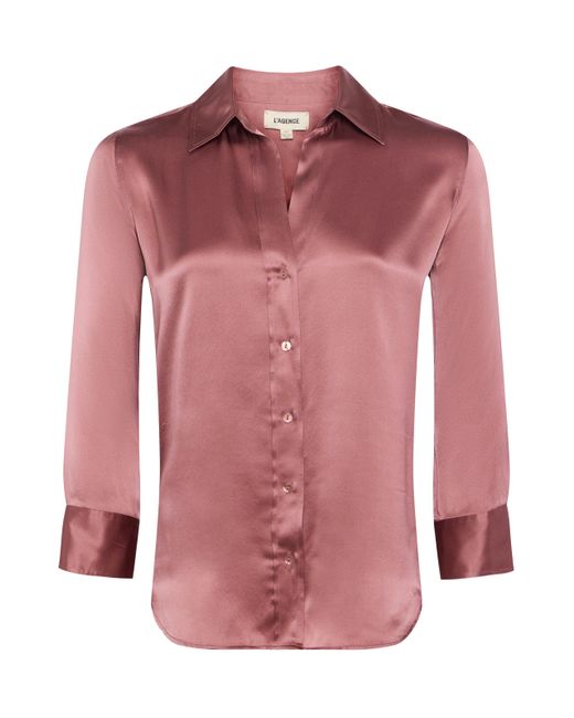 L'Agence Red Dani Silk Blouse Top