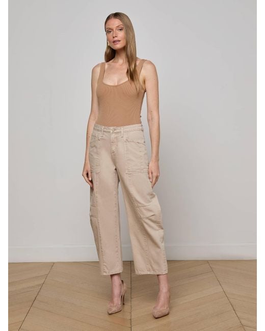 L'Agence Natural Cody Cropped Barrel-Leg Jean