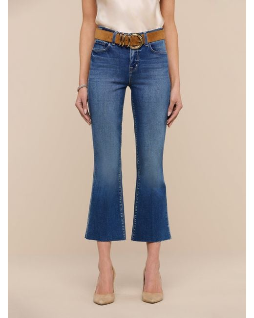 L'Agence Blue Kendra Cropped Flare Jean