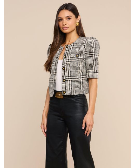 L'Agence Multicolor Allegra Cropped Tweed Jacket