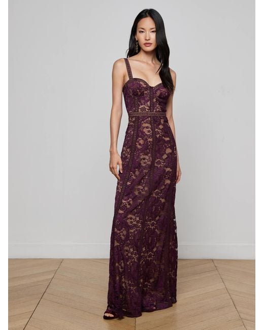 L'Agence Laynie Lace Maxi Dress in Red | Lyst