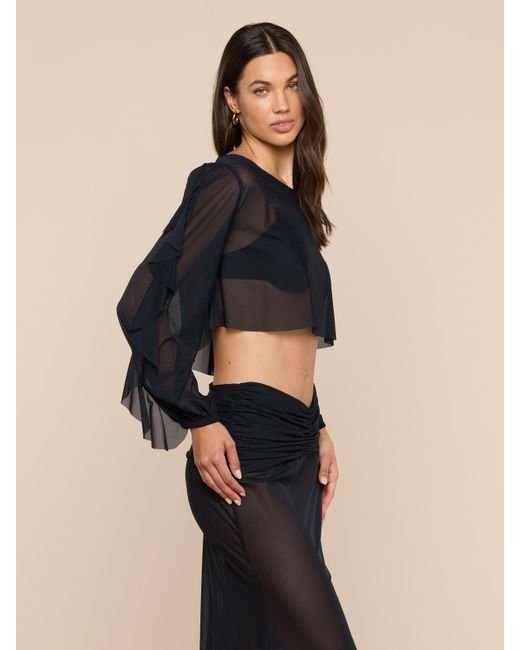 L'Agence Black Ambala Mesh Cover-Up Top