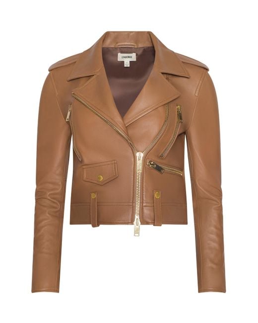 L'Agence Blue Blakely Leather Biker Jacket