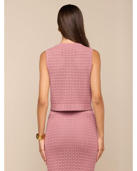 L'Agence Pink 'Agence Carven Pointelle Knit Tank Top