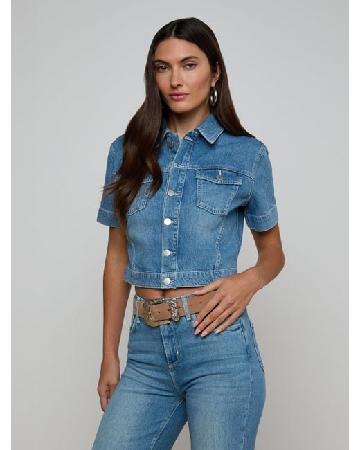 L'Agence Blue Kirstie Jean Shirt Jacket