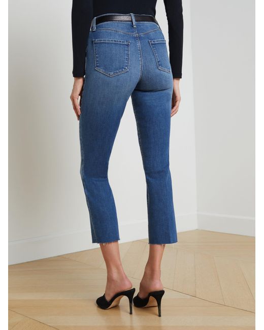 Jean Slim Taille Haute Court Sada En L'Agence en coloris Blue