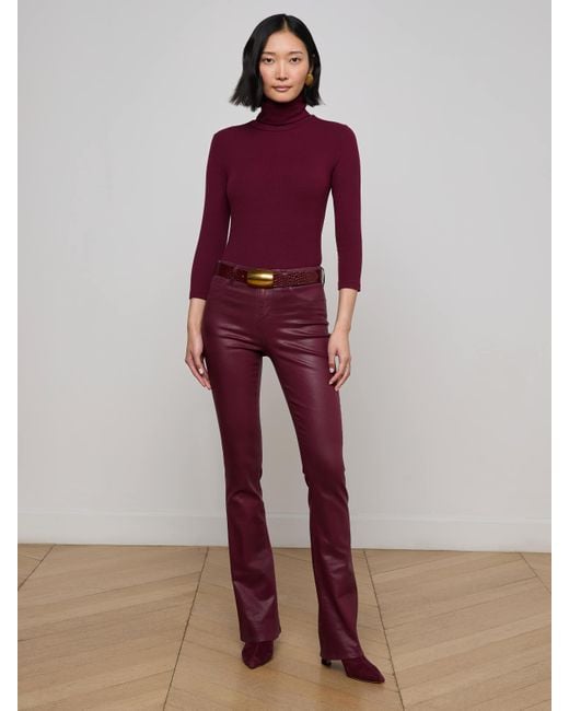 L'Agence Red Selma Coated Bootcut Jean