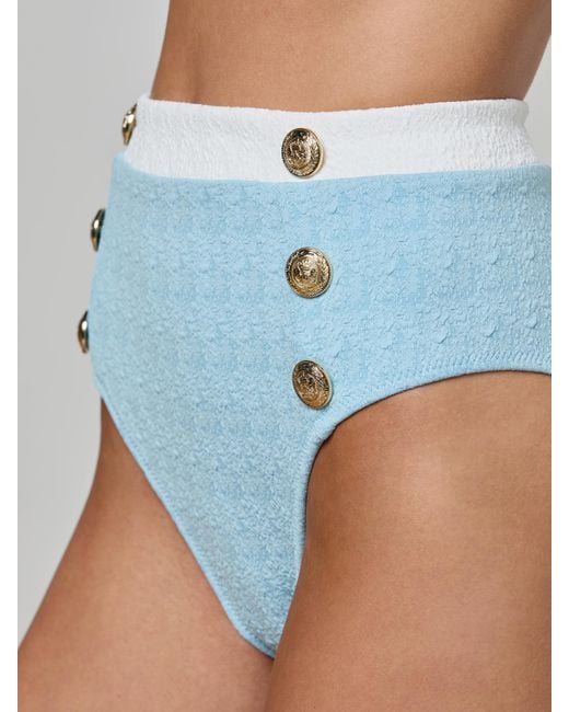 Bas De Bikini Taille Haute Vanessa, Bleu Poudré/Blanc L'Agence en coloris Multicolor