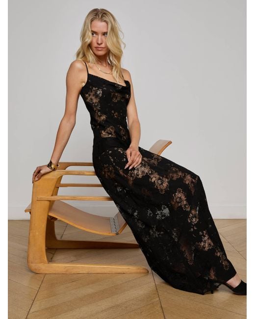 Robe Longue En Dentelle Bettie, Noir L'Agence en coloris Black