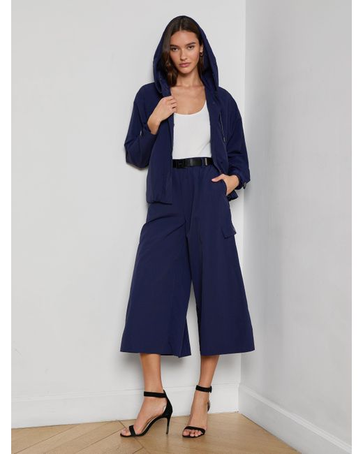 L'Agence Blue Geovana Hooded Windbreaker