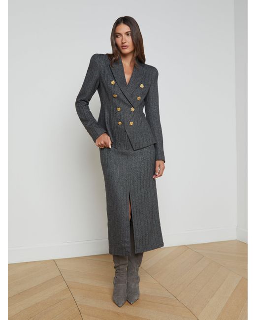 L'Agence Gray Bethany Herringbone Blazer