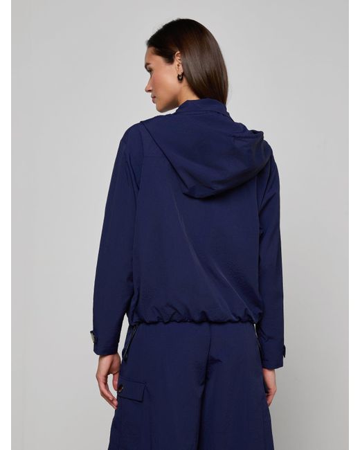 L'Agence Blue Geovana Hooded Windbreaker