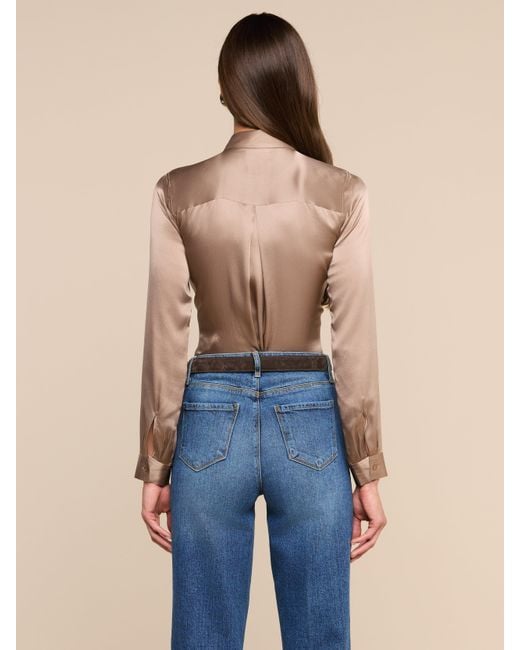 L'Agence Brown Tyler Silk Blouse Top