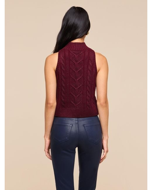 L'Agence Red Bellini Cable-Knit Top