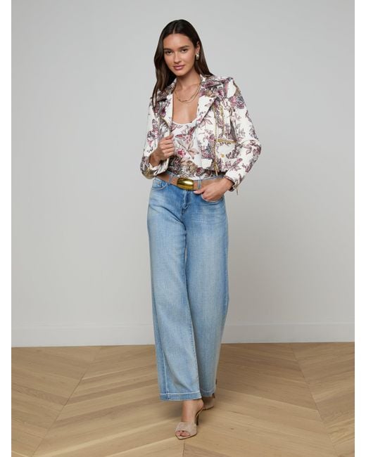 Blouson En Cuir Blakely, Blanc À Imprimé Jungle Papillons Coloré L'Agence en coloris Multicolor