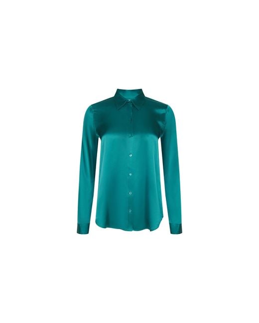 L'Agence Blue Tyler Silk Blouse Top