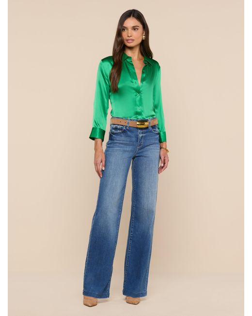 L'Agence Green 'Agence Dani Silk Blouse Top