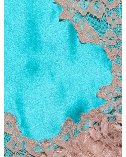 L'Agence Blue Tico Silk Lace Skirt