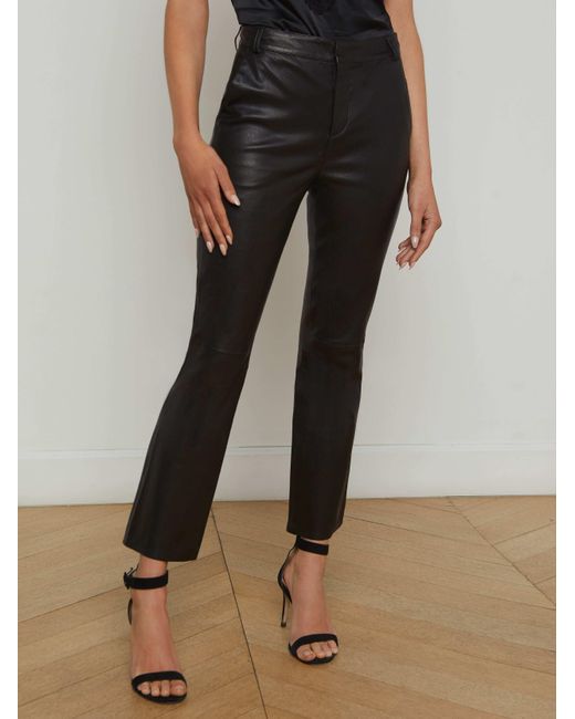 L'Agence Black Ketra Leather Bootcut Trouser