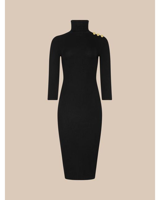 L'Agence Black Voletta Turtleneck Knit Dress