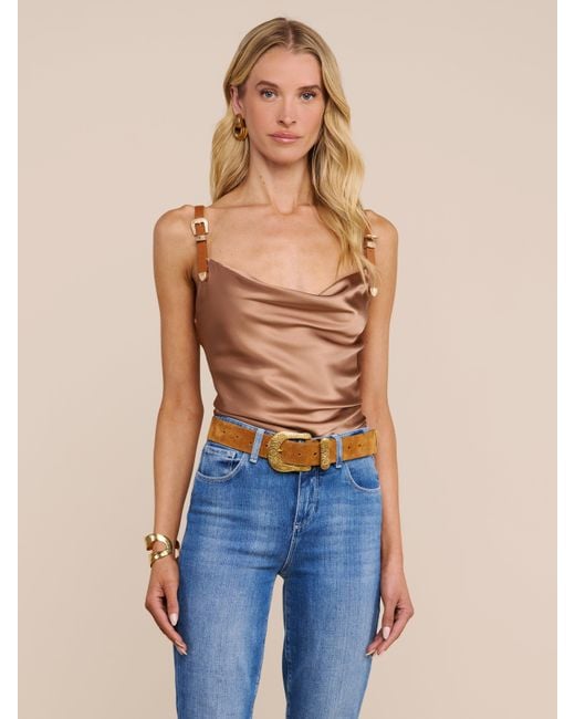L'Agence Natural Lux Silk Buckle-Strap Camisole