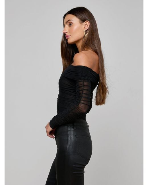 L'Agence Black Poppie Off-The-Shoulder Bodysuit