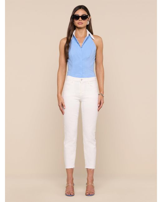 L'Agence Blue 'Agence Rina Poplin Halter Top