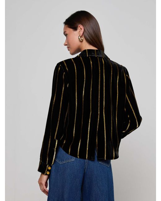 L'Agence Blue Cosette Velvet Shirt
