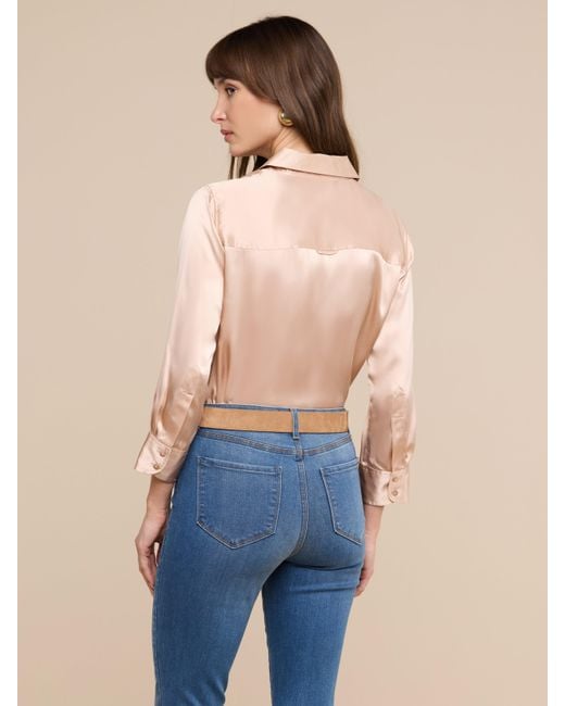 L'Agence Natural Dani Silk Blouse Top