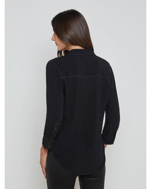 L'Agence Black Marlene Blouse Top