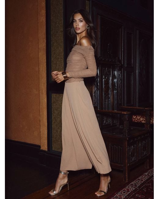 L'Agence Brown Novalynn Cropped Pleated Pants