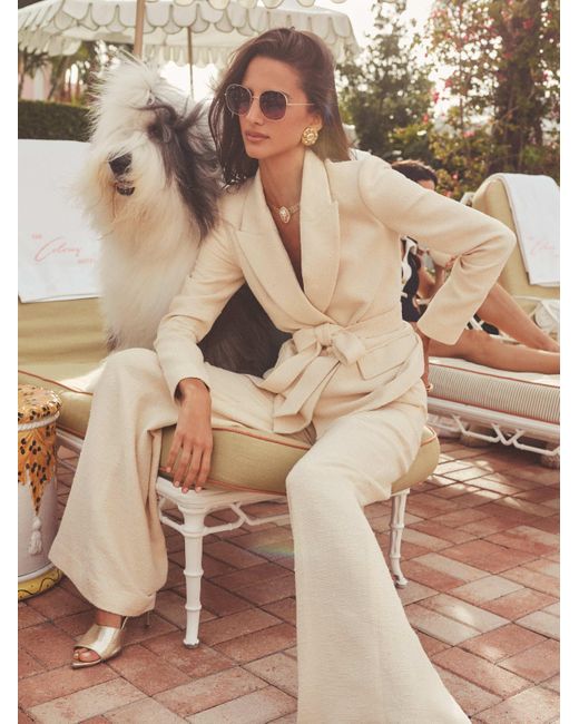 L'Agence Natural Jordana Tweed Wrap Blazer