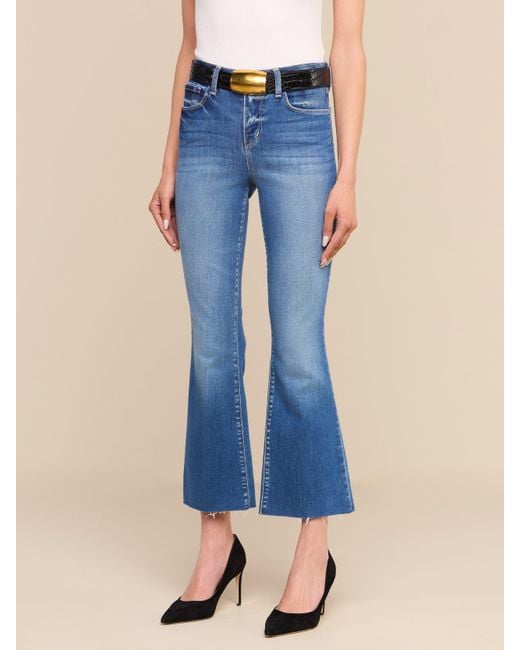 L'Agence Blue Kendra Cropped Flare Jean