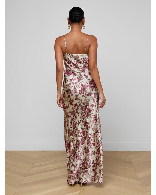 Robe De Soirée En Soie Serita, À Imprimé Toile Papillons L'Agence en coloris White