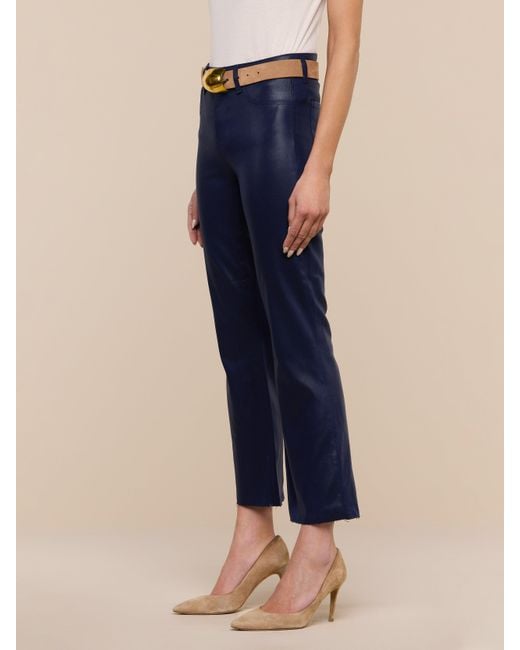 L'Agence Blue Kendra Coated Cropped Flare Jean