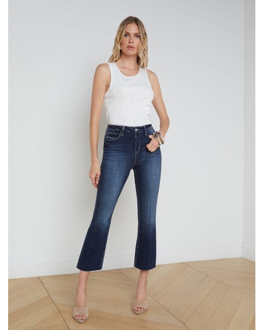 Jean Évasé Court Taille Haute Kendra En Columbia L'Agence en coloris Blue