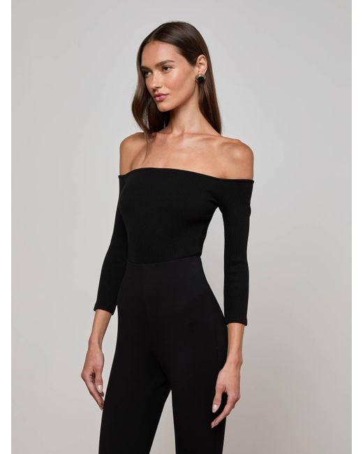 L'Agence Black 'Agence Evelyn Off-The-Shoulder Bodysuit