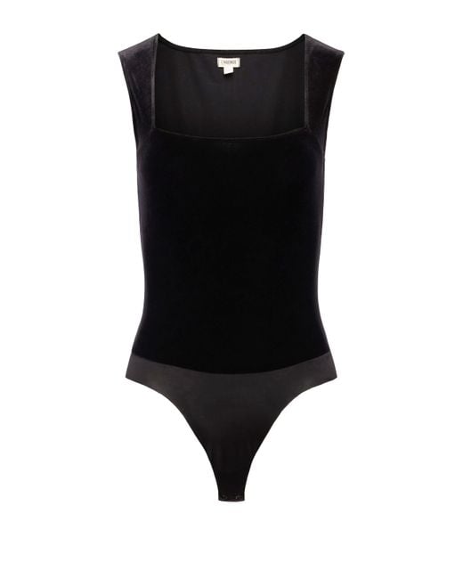 L'Agence Black Molly Velvet Bodysuit