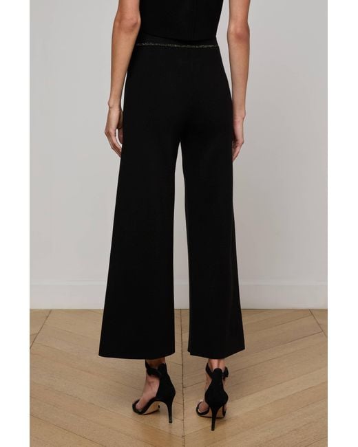 Pantalon Large En Maille Madrid, Noir/Doré L'Agence en coloris Black