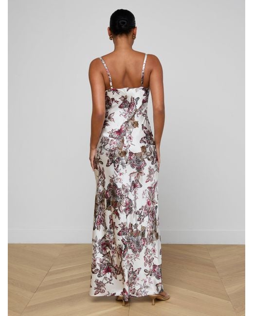 Robe De Soirée En Soie Sayla, Blanc À Imprimé Jungle Papillons Coloré L'Agence en coloris White