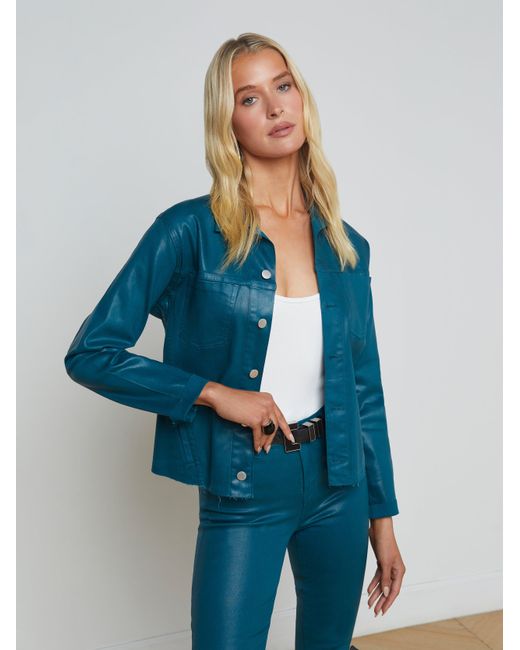 L'Agence Blue Janelle Coated Denim Jacket