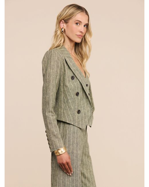 L'Agence Green Lila Linen-Blend Blazer