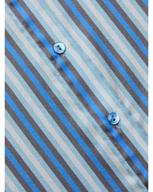 Chemisier En Soie Tyler, Rayures Chevrons Bleues L'Agence en coloris Blue