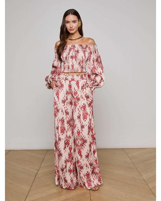 L'Agence Red Graciela Off-Shoulder Top