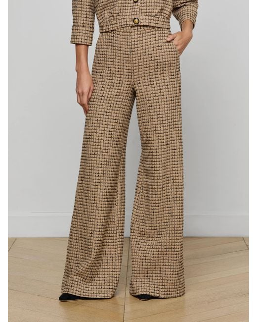 L'Agence Natural Pilar Tweed Wide-Leg Pants