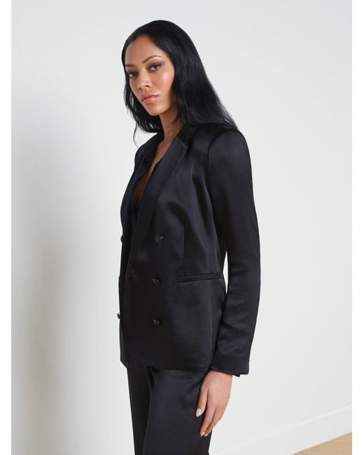 Blazer Croisé En Charmeuse De Soie Colin En Noir L'Agence en coloris Black