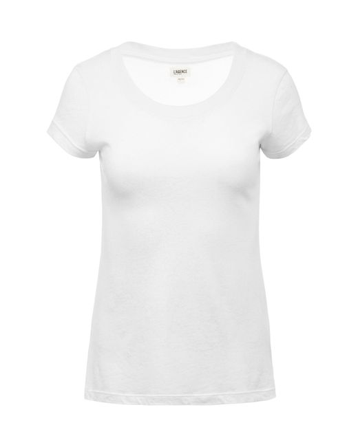 L'Agence White Cory Cotton Scoopneck Tee