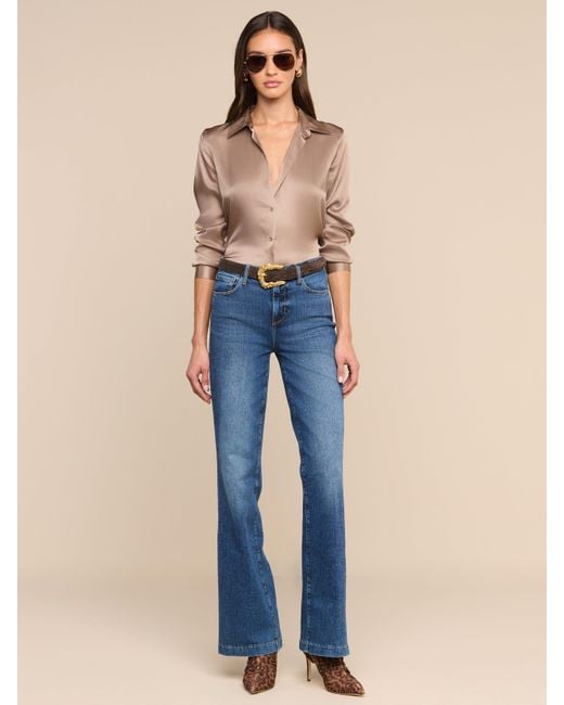 L'Agence Brown Tyler Silk Blouse Top