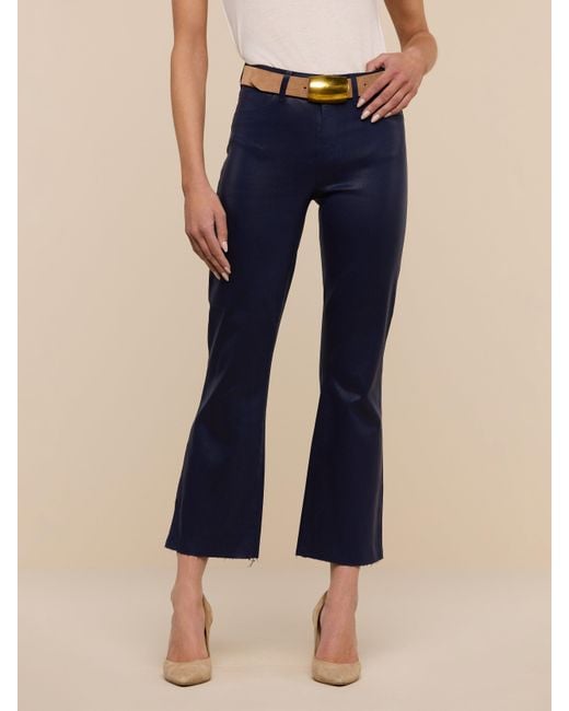 L'Agence Blue Kendra Coated Cropped Flare Jean